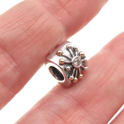 PANDORA 925 Sterling Silver Gold C Z Desert Star Slide Bead Charm