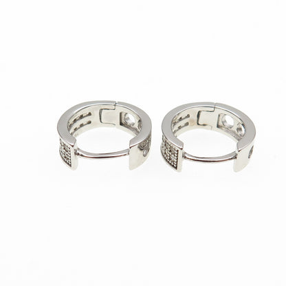 925 Sterling Silver Round-Cut C Z Hoop Earrings