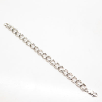925 Sterling Silver Vintage Cable Link Bracelet 7.5"