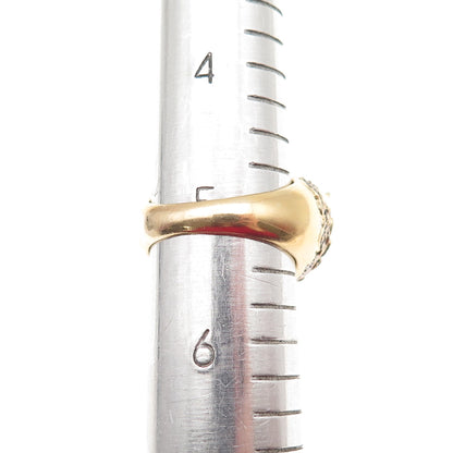 925 Sterling Silver Gold Plated Multi-Color C Z Owl Bird Ring Size 5.25