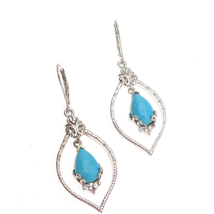 Chuck Clemency Sterling Silver Real Sleeping Beauty Turquoise Dangle Earrings
