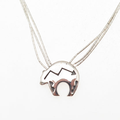 Shube 925 Sterling Silver Vintage Southwestern Bear Liquid Chain Necklace 16-20"