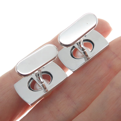 900 Silver Vintage Japan Real Akoya Pearl Modernist Cufflinks