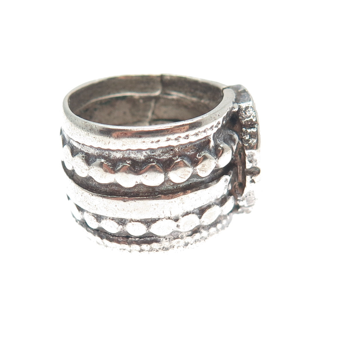 925 Sterling Silver Antique Wheel of Fortune Symbol Oxidized Ring Size 6.5