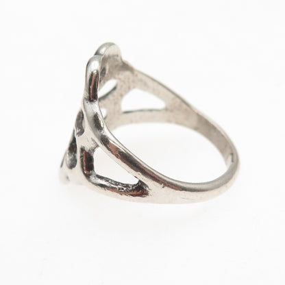 Old Pawn Sterling Silver Vintage Southwestern Flower Oxidized Tribal Ring Size 8