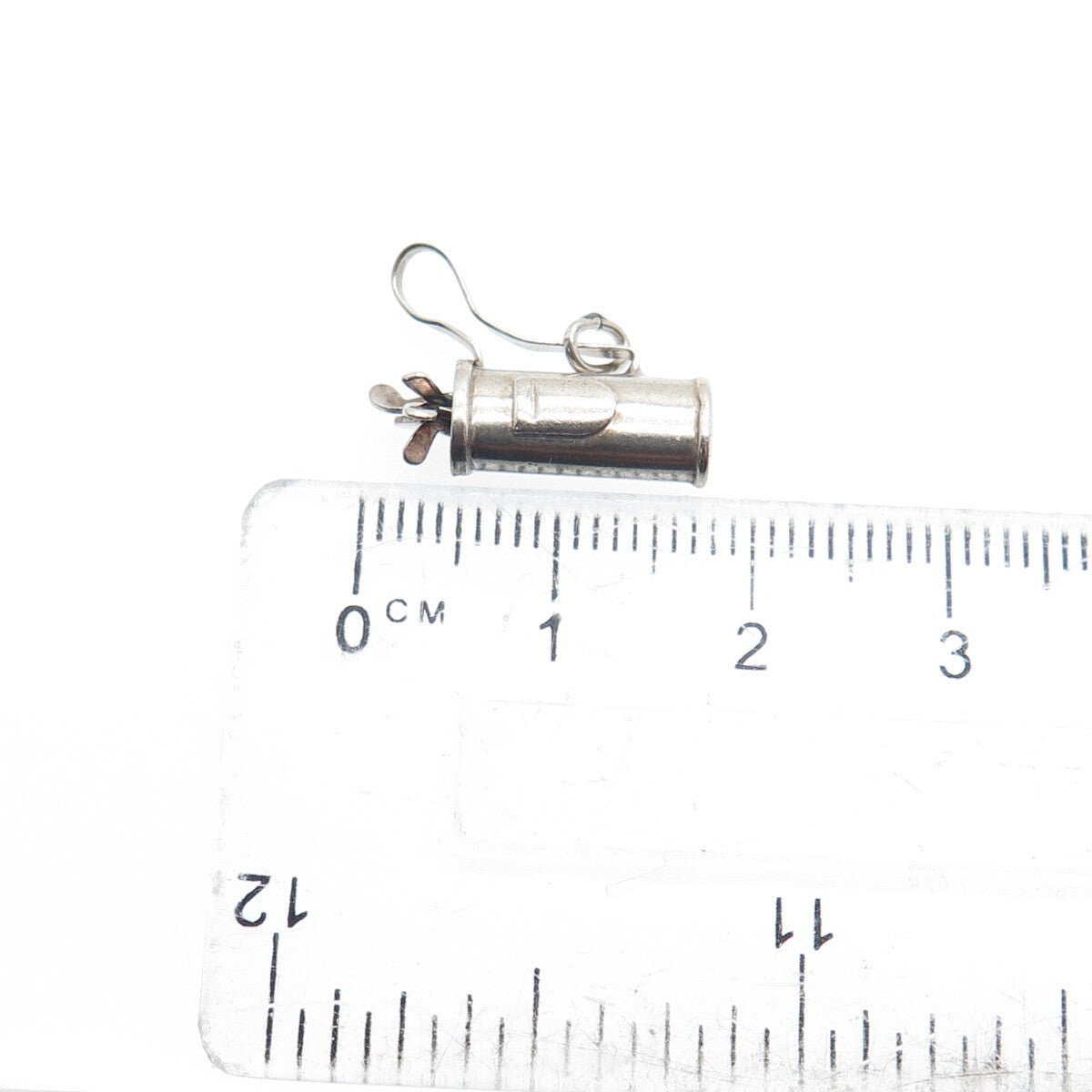 925 Sterling Silver Antique Art Deco Golf Club Minimalist 3D Charm Pendant