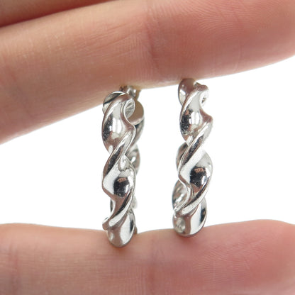 HANIN 925 Sterling Silver Twisted Hinged Hoop Earrings