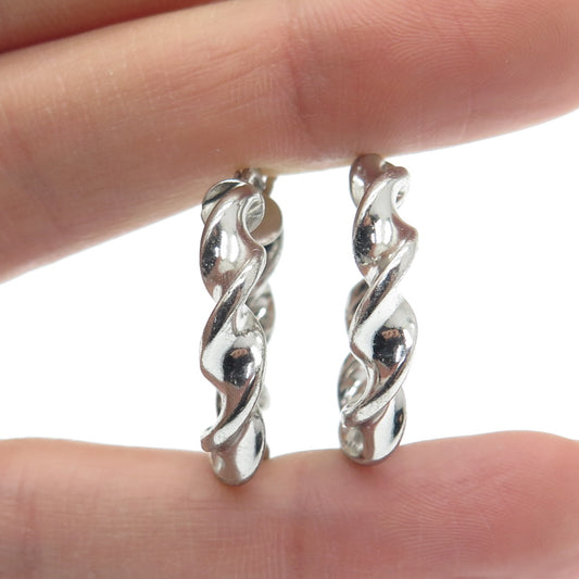 HANIN 925 Sterling Silver Twisted Hinged Hoop Earrings