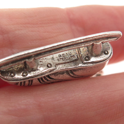 BEAU 925 Sterling Silver Vintage Ice Skating Shoe Oxidized Charm Pendant