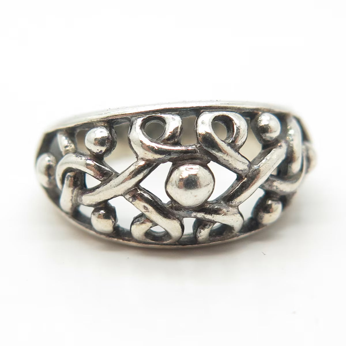 925 Sterling Silver Vintage Celtic Love Knot Dome Ring Size 7.75