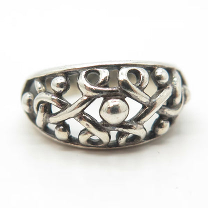 925 Sterling Silver Vintage Celtic Love Knot Dome Ring Size 7.75