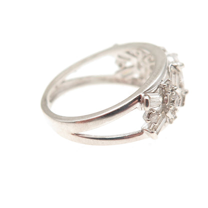 925 Sterling Silver Multi-Cut C Z Cluster Ring Size 6