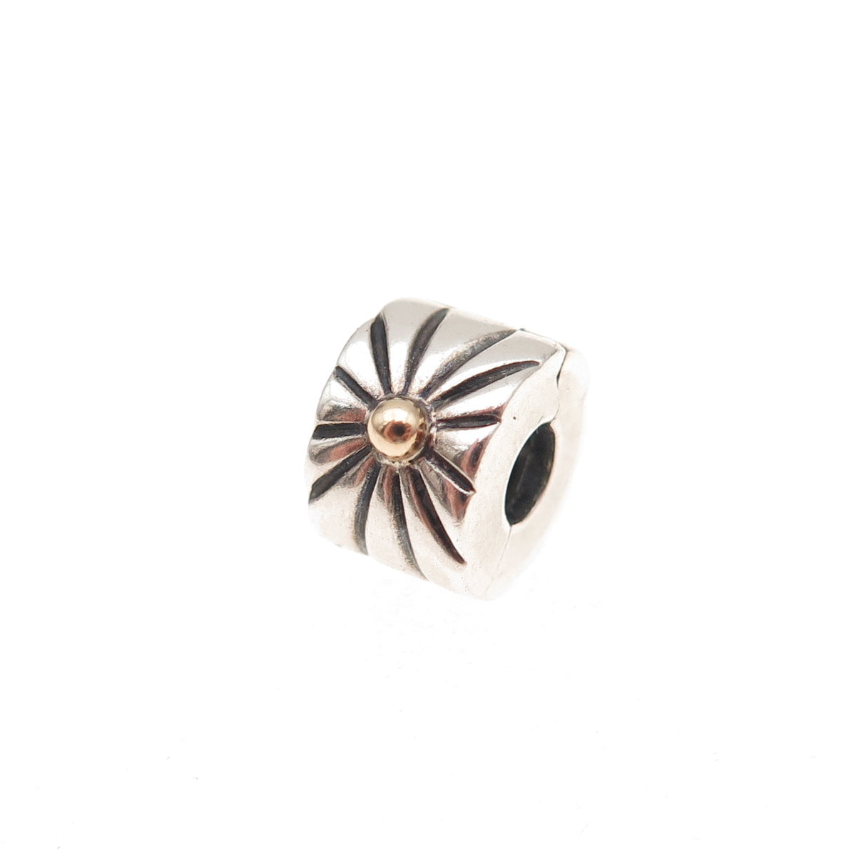 Pandora 925 Sterling Silver & Gold Sunburst Clip Charm