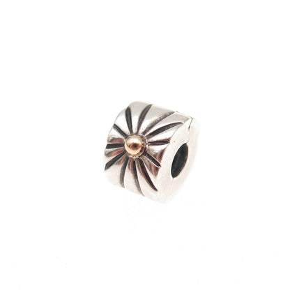 Pandora 925 Sterling Silver & Gold Sunburst Clip Charm