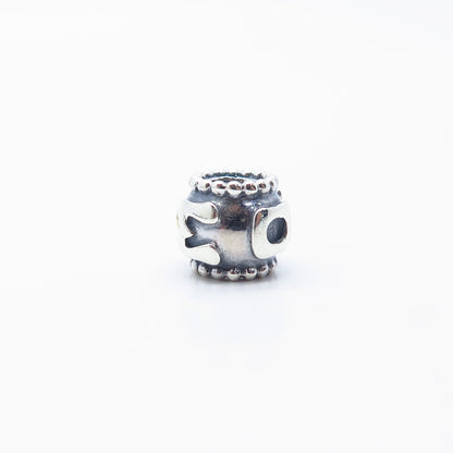 925 Sterling Silver / Gold Pandora Pink C Z "MOM" Bead Charm
