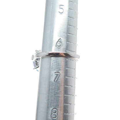 DSMK 925 Sterling Silver Round Tapered Baguette-Cut C Z Engagement Ring Size 6.5