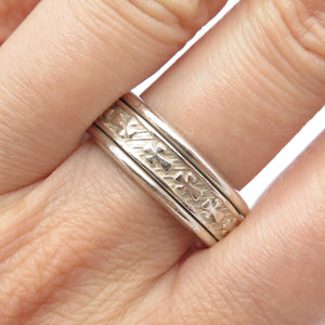925 Sterling Silver Vintage Mexico Cross Rotating Band Ring Size 12