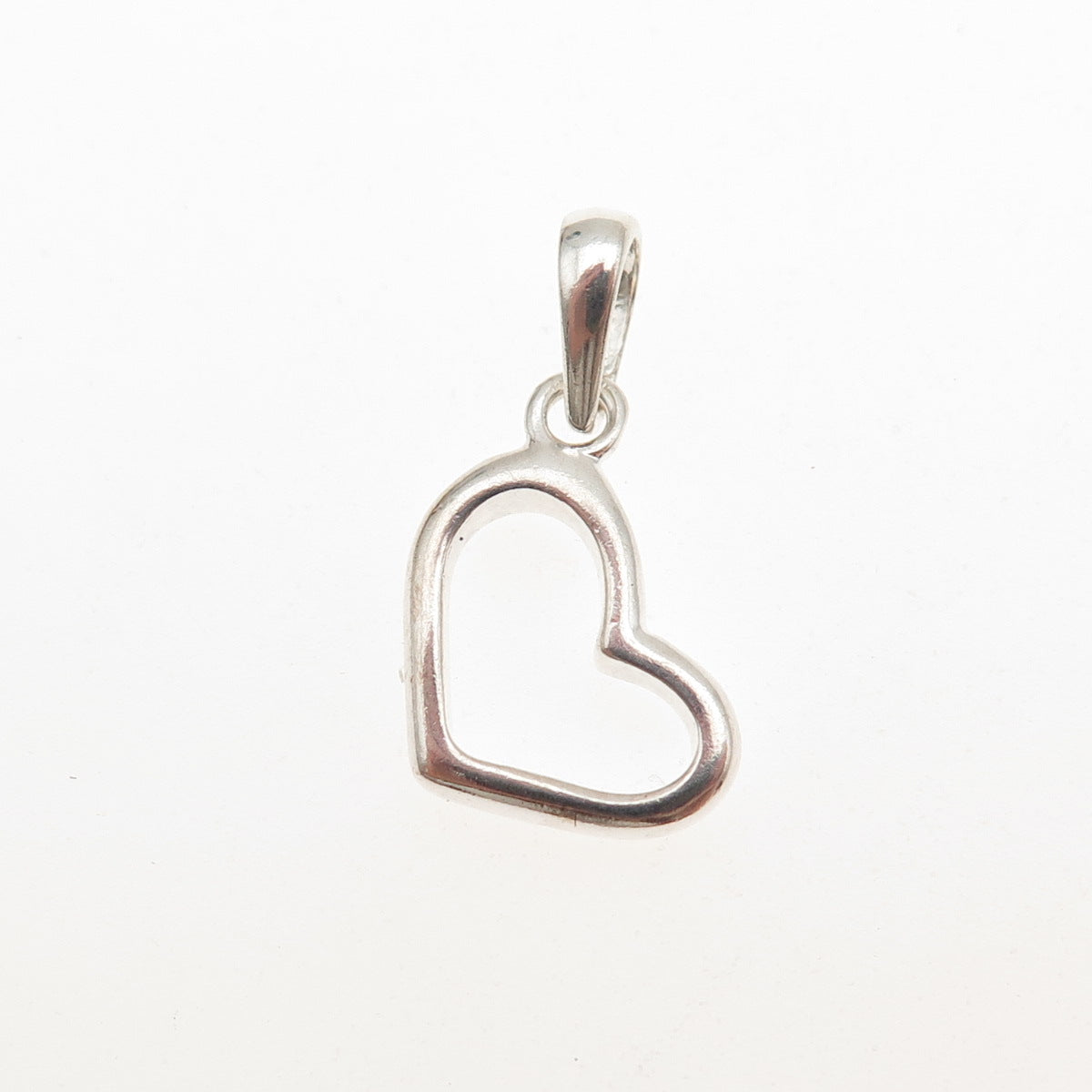925 Sterling Silver Vintage Open Heart Mini Charm Pendant