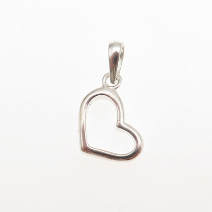 925 Sterling Silver Vintage Open Heart Mini Charm Pendant