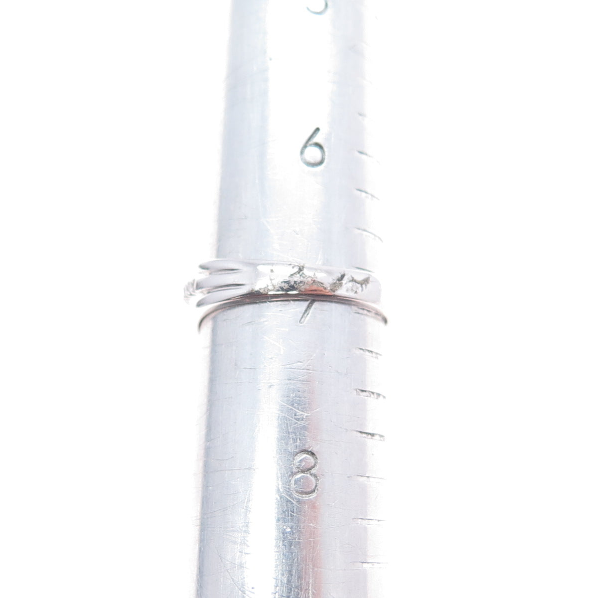 925 Sterling Silver Real Round-Cut Diamond Safety Pin 3-Row Ring Size 7