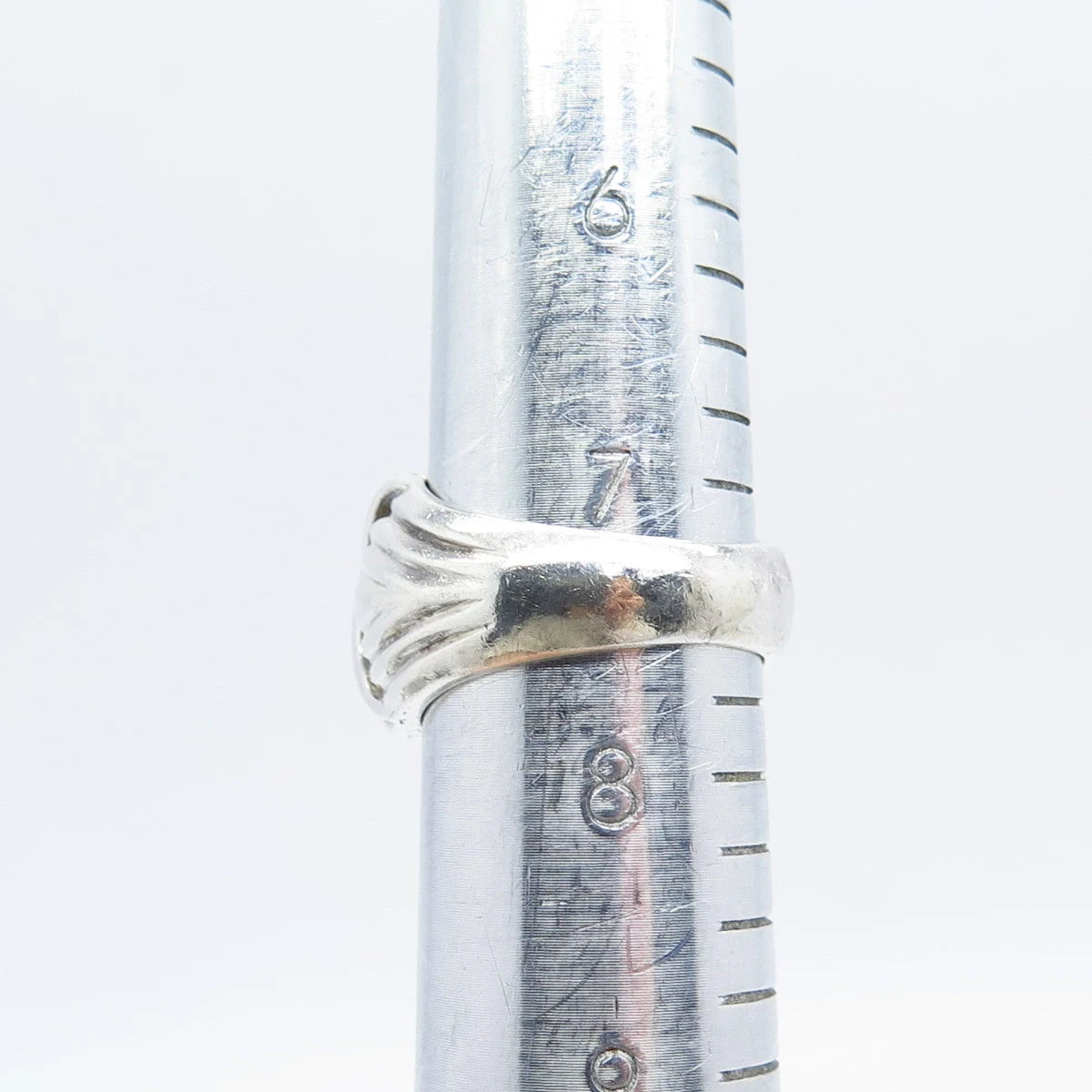 925 Sterling Silver Vintage Ribbed Ring Size 7.25