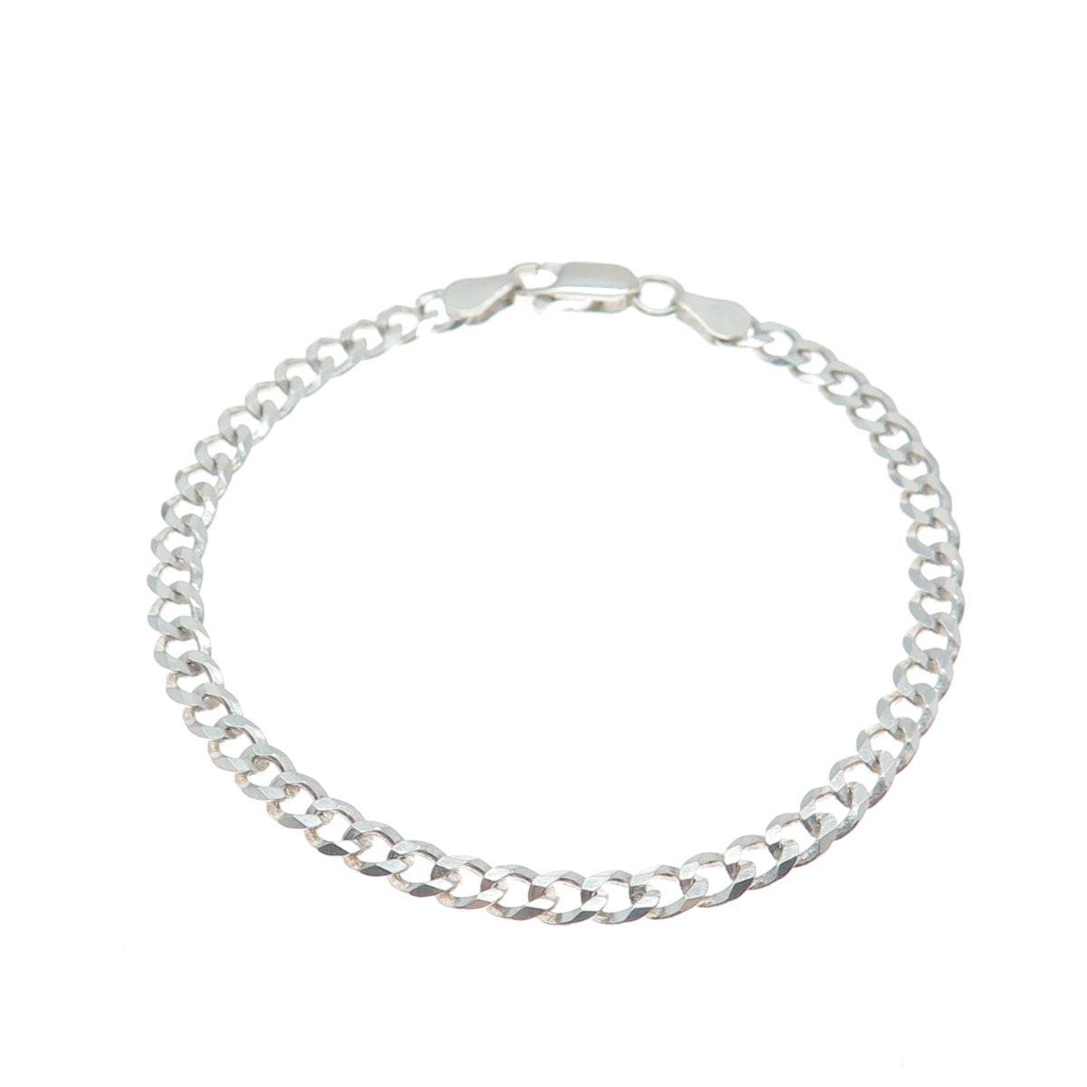P. LUX 925 Sterling Silver Italy Curb Link Bracelet 7"