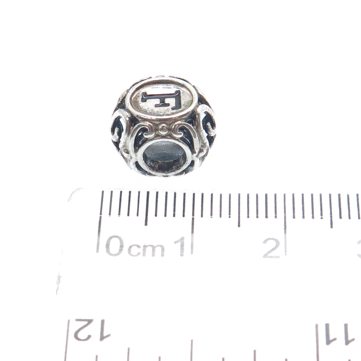 CHAMILIA 925 Sterling Silver Letter F Initial Ornate Bead Charm
