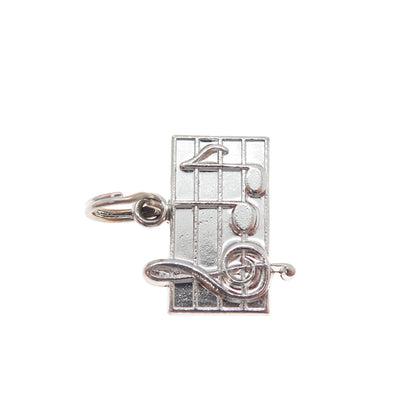 WELLS Sterling Silver Vintage Treble Clef Music Notes Minimalist Charm Pendant