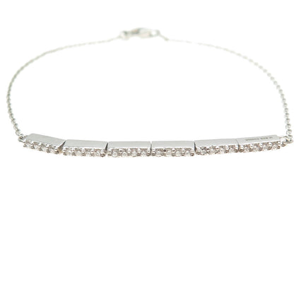925 Sterling Silver Round-Cut C Z Bar Cable Link Bracelet 7.25"