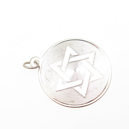 925 Sterling Silver Vintage Star of David Judaica Charm Pendant
