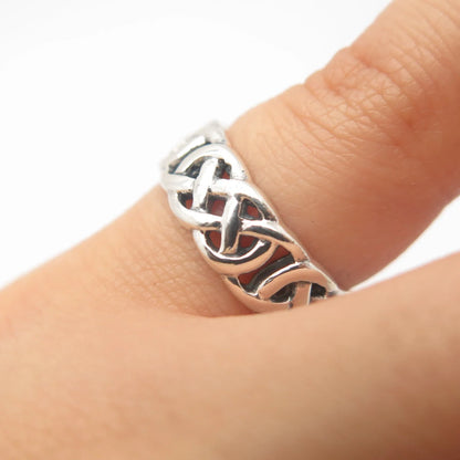 925 Sterling Silver Vintage Celtic Band Ring Size 5