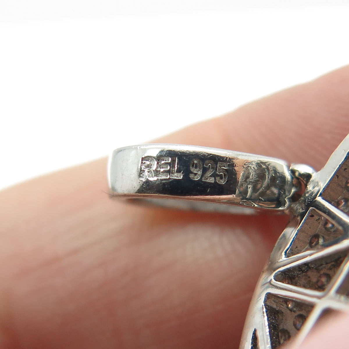 REL 925 Sterling Silver Round-Cut Shaped C Z Baseball Cap Pendant