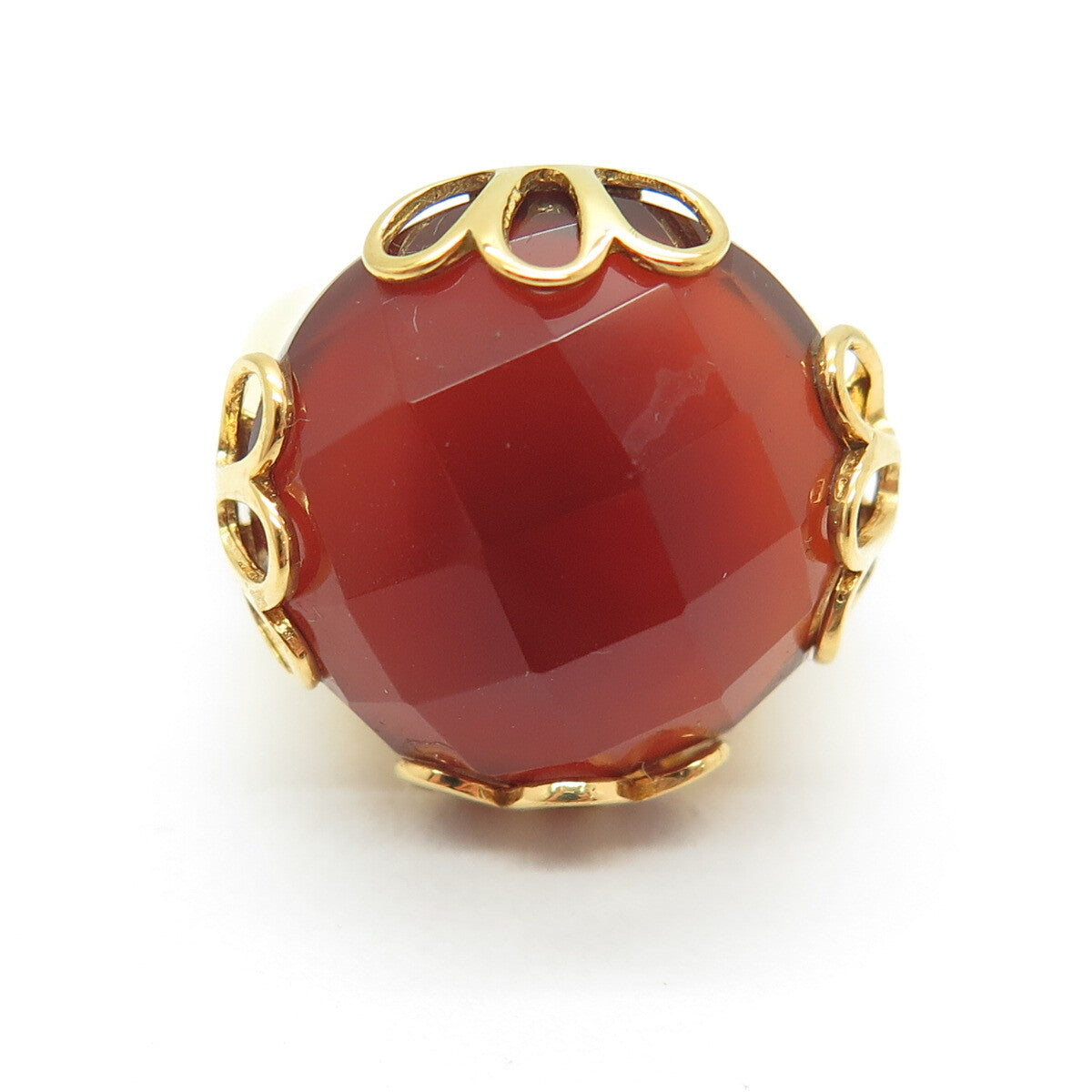 GIOIELLI DI VALENZA 925 Sterling Silver Gold Plated Italy Carnelian Ring Size 6