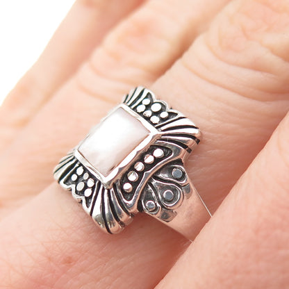 SILVER CLOUD Old Pawn 925 Sterling Vintage Southwestern MOP Ring Size 7.25