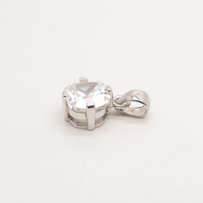 925 Sterling Silver Princess-Cut C Z Pendant