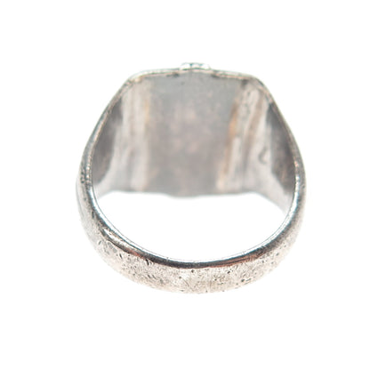 SK & F 925 Sterling Silver Antique Enamel St. James School Oxidized Ring Size 4