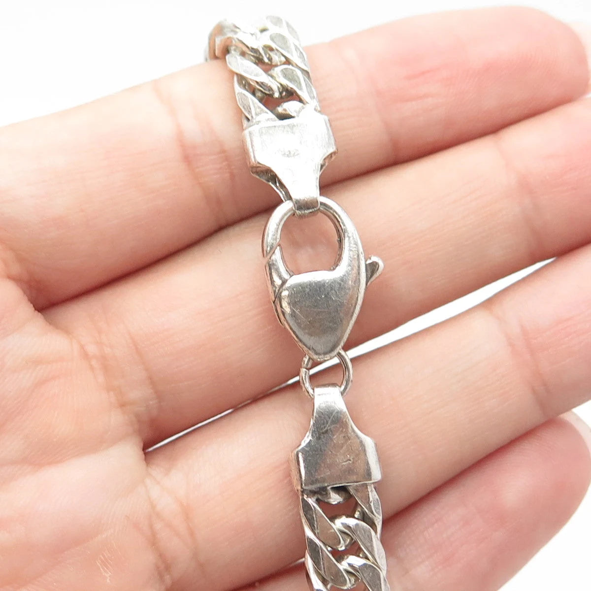 925 Sterling Silver Vintage Sweden Cuban Link Bracelet 8"