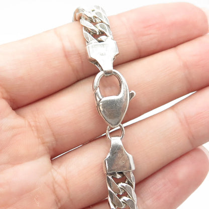925 Sterling Silver Vintage Sweden Cuban Link Bracelet 8"