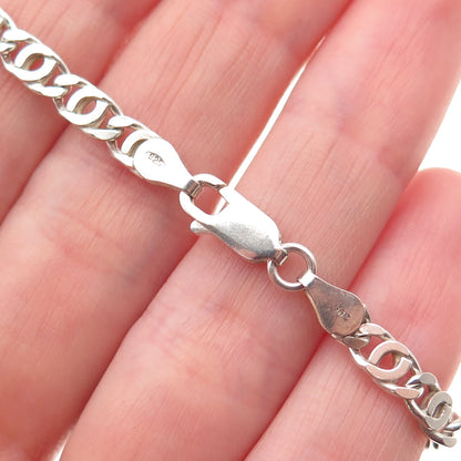 925 Sterling Silver Vintage Italy Anchor Mariner Link Bracelet 7"