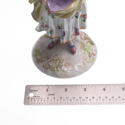 MEISSEN Antique Late Hand-Painted Porcelain Lady Collectible Figurine