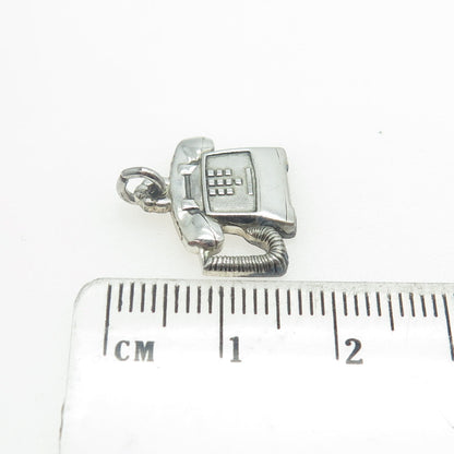 925 Sterling Silver Vintage CTO Retro Phone Minimalist Charm Pendant