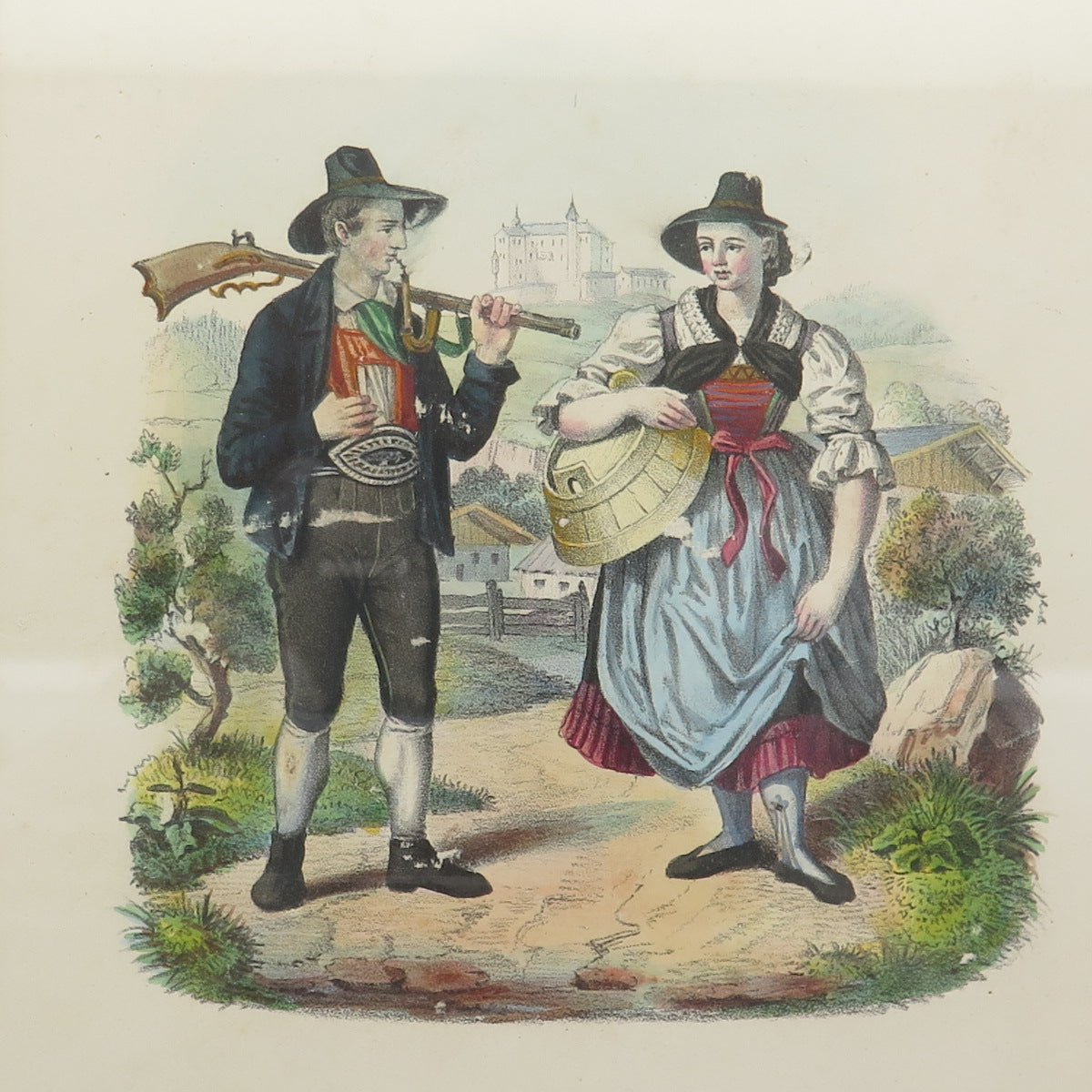 ANTIQUE End XIX Hand-Colored Lithograph Bei Innsbruck C.A.Czichna