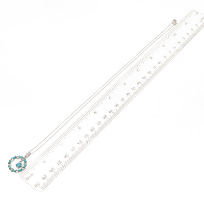 Chuck Clemency 925 Sterling Silver Real Turquoise White Topaz Chain Necklace 20"