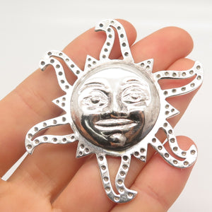 925 Sterling Silver Vintage Mexico Dotted Sun Pin Brooch