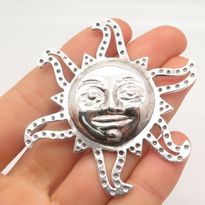 925 Sterling Silver Vintage Mexico Dotted Sun Pin Brooch