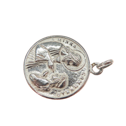 835 Silver Vintage Portugal Holy Communion Religious Medal Charm Pendant