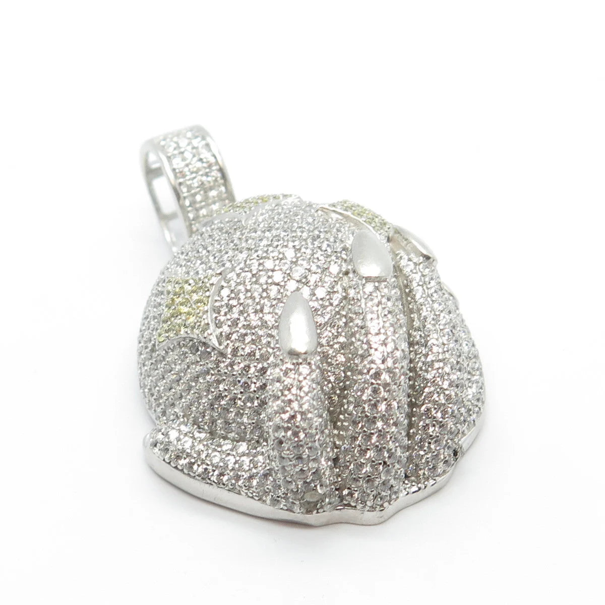925 Sterling Silver REL Pave C Z Hand & Ball Pendant