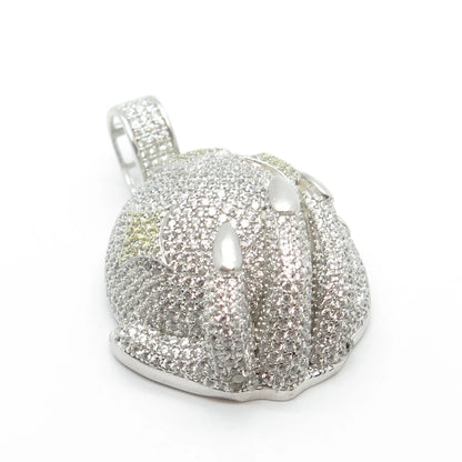 925 Sterling Silver REL Pave C Z Hand & Ball Pendant