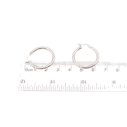 925 Sterling Silver Textured Hoop Earrings