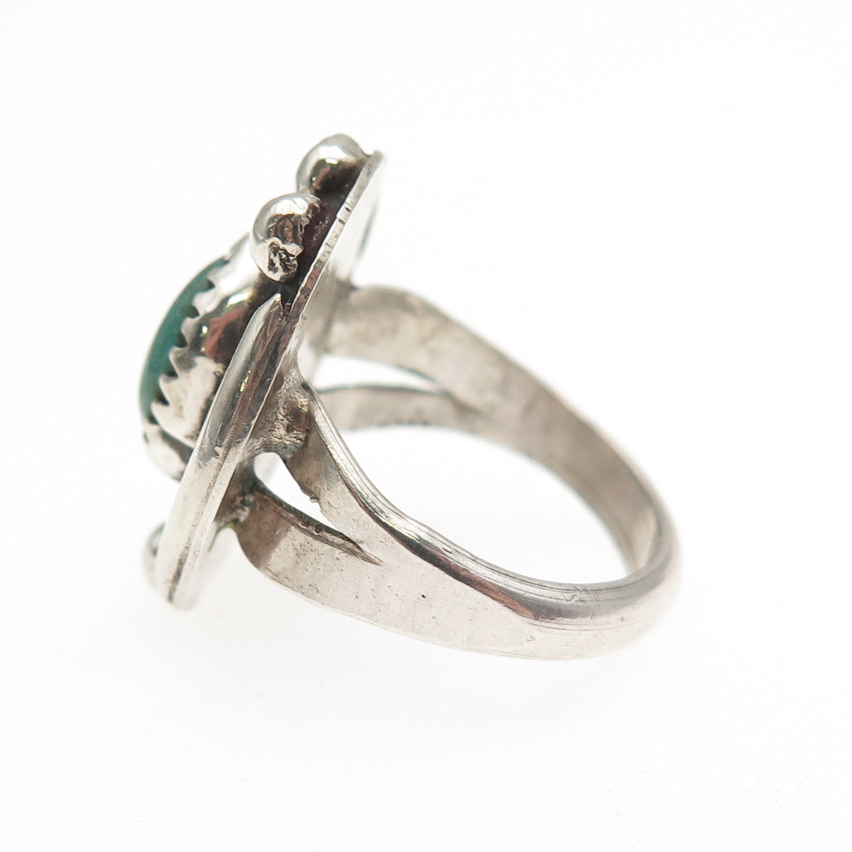 Old Pawn Sterling Silver Vintage Southwestern Kingman Turquoise Ring Size 4.5